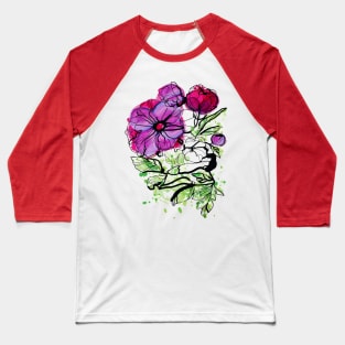 Pink Peony flower Baseball T-Shirt